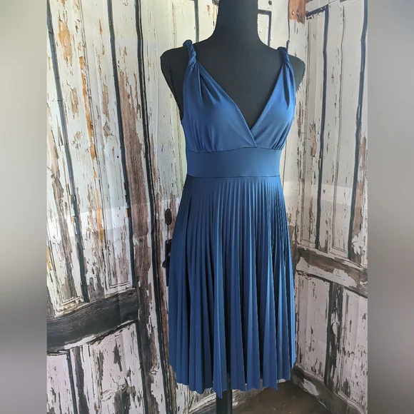 blue dress for baby girl Zapaka Women Tahiti Bridesmaid Dress with Ruffles Mermaid Halter Chiffon Long Wedding Guest Dress, Dusty Blue / UK8 main image 0